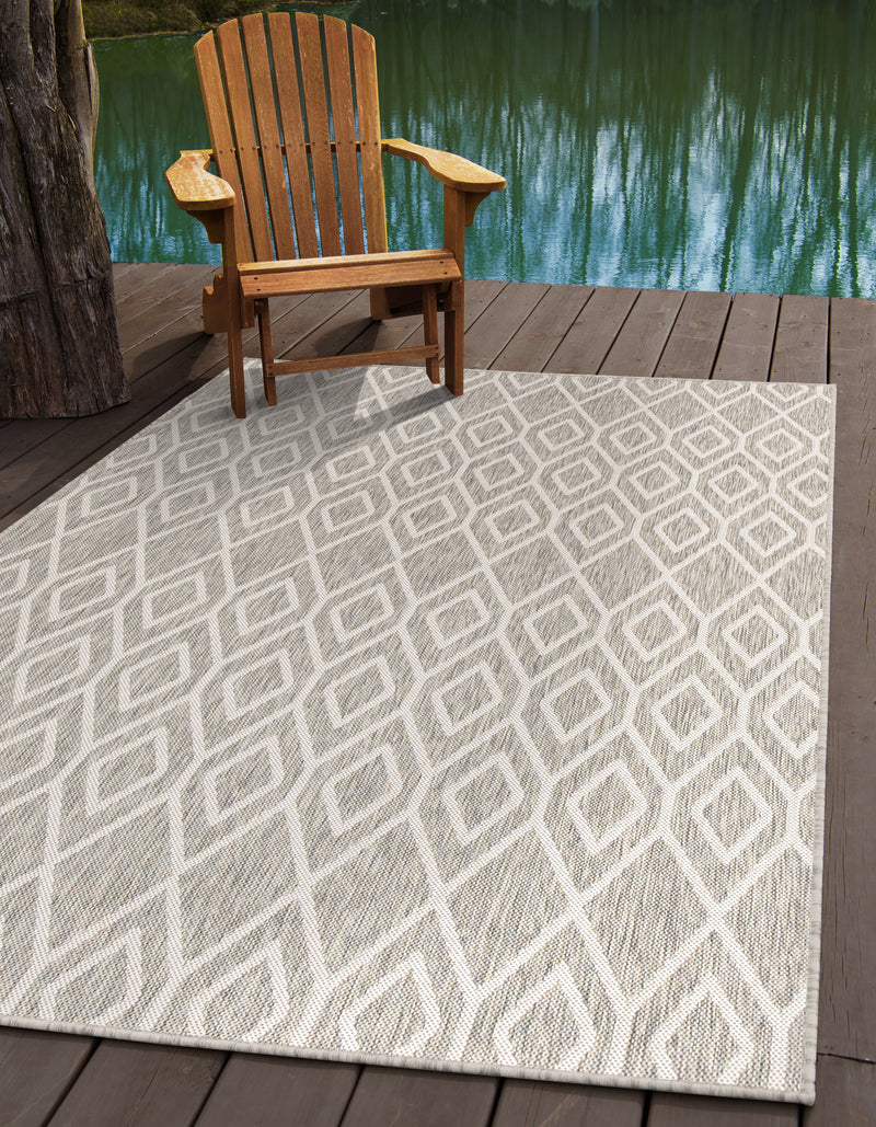 turks & caicos grey cream geometrical outdoor rug