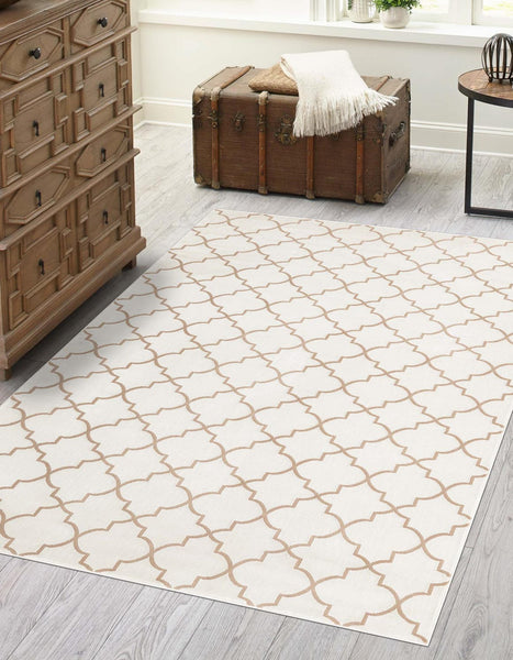 Unique Loom Jill Zarin Lenox Hill Uptown 2 x 6 Tan/Ivory Indoor Geometric  Industrial Runner Rug in the Rugs department at