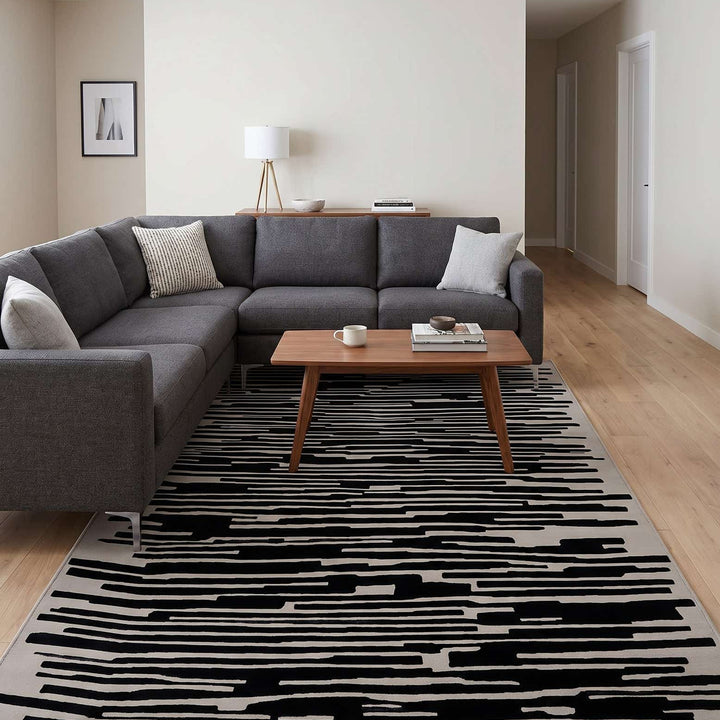 Beekman Place Indoor Rug - Black and Ivory