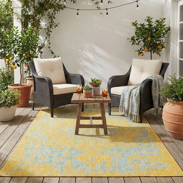 Dubai Outdoor Rug - Yellow and Aqua