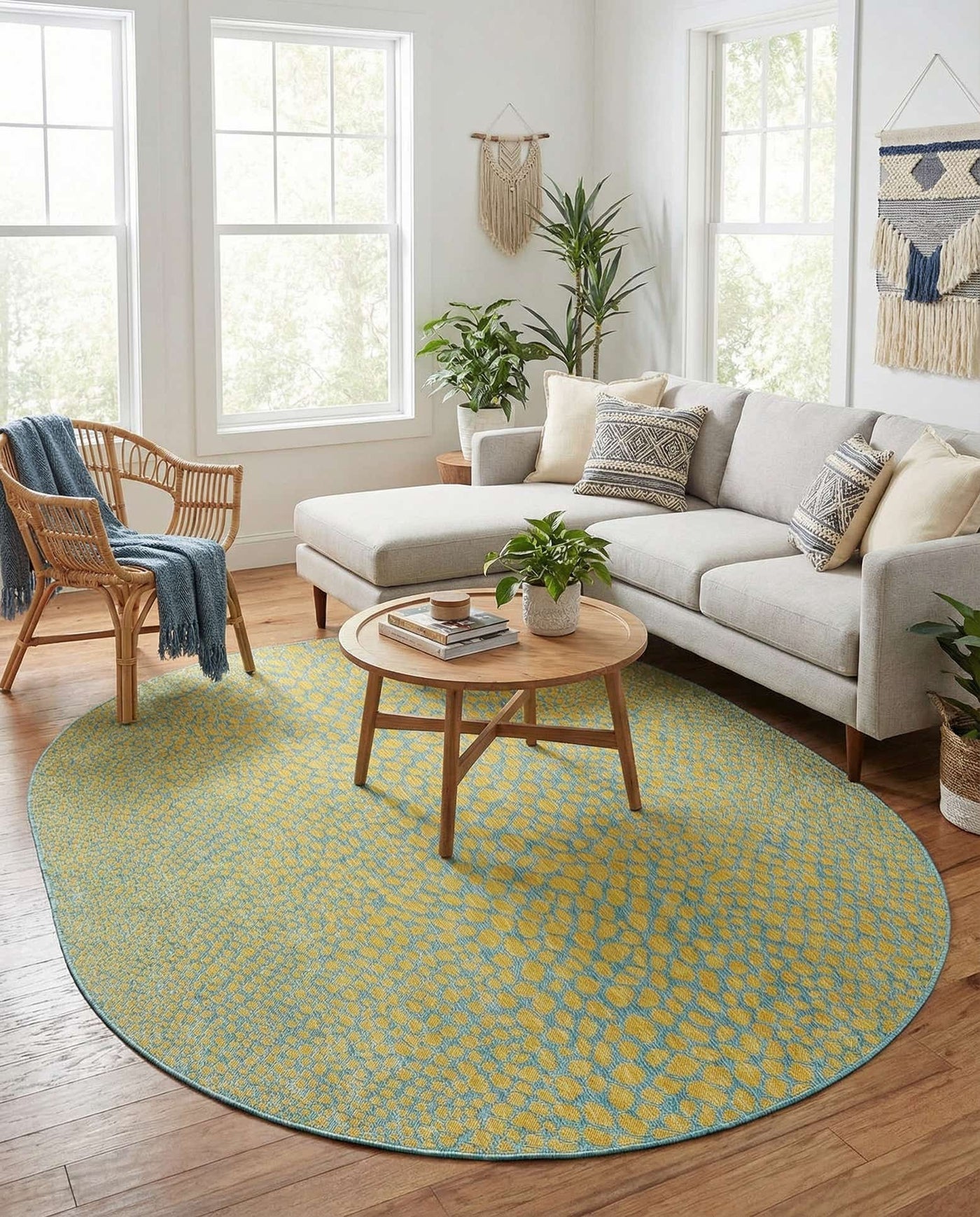 Cape Town - Teal and Yellow Outdoor Rug by Jill Zarin Home