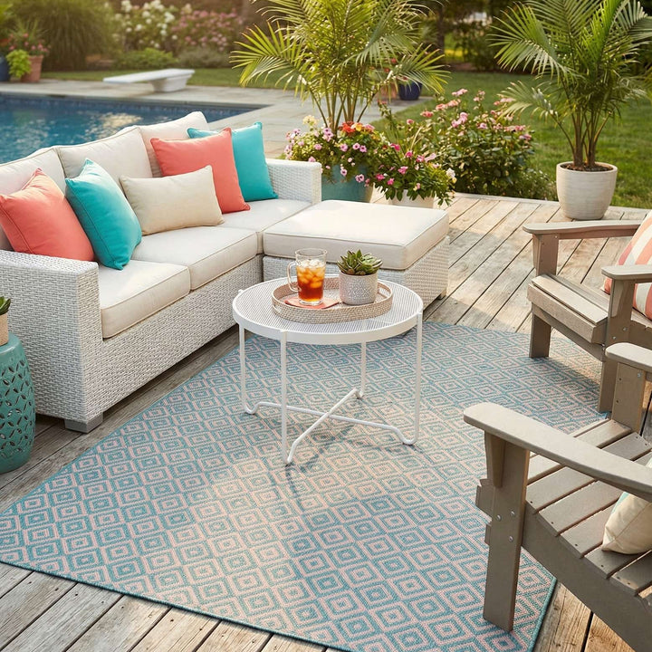 Costa Rica Outdoor Rug - Pink and Aqua