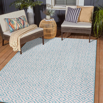 Costa Rica Outdoor Rug - Pink and Aqua