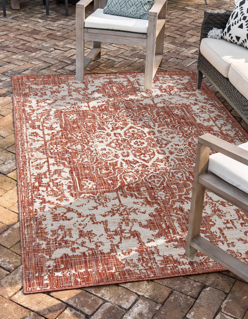 Dubai red rust outdoor rug