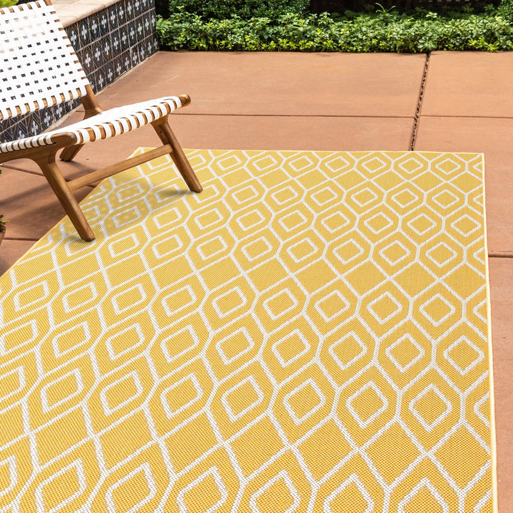 turks & caicos yellow geometrical outdoor rug