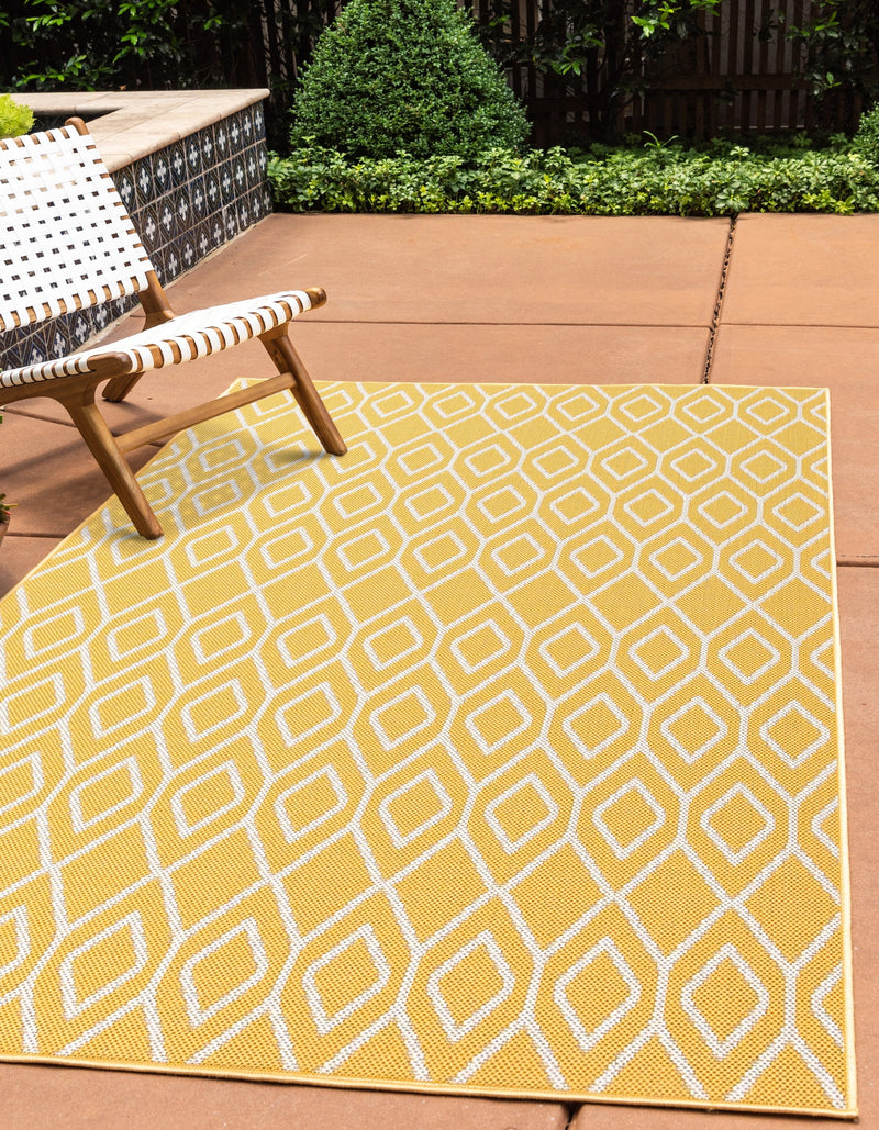 turks & caicos yellow geometrical outdoor rug