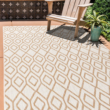 turks and caicos beige geometrical outdoor rug
