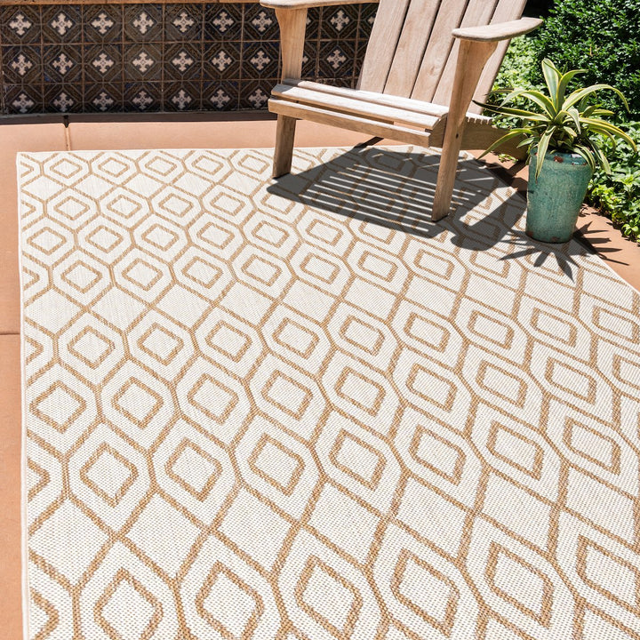 turks and caicos beige geometrical outdoor rug