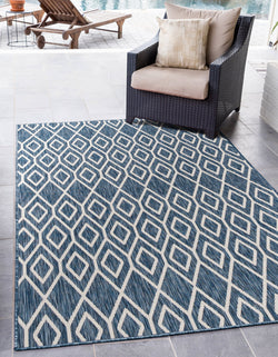 turks and caicos navy blue geometrical outdoor rug