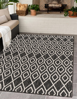 turks and caicos charcoal grey geometrical outdoor rug