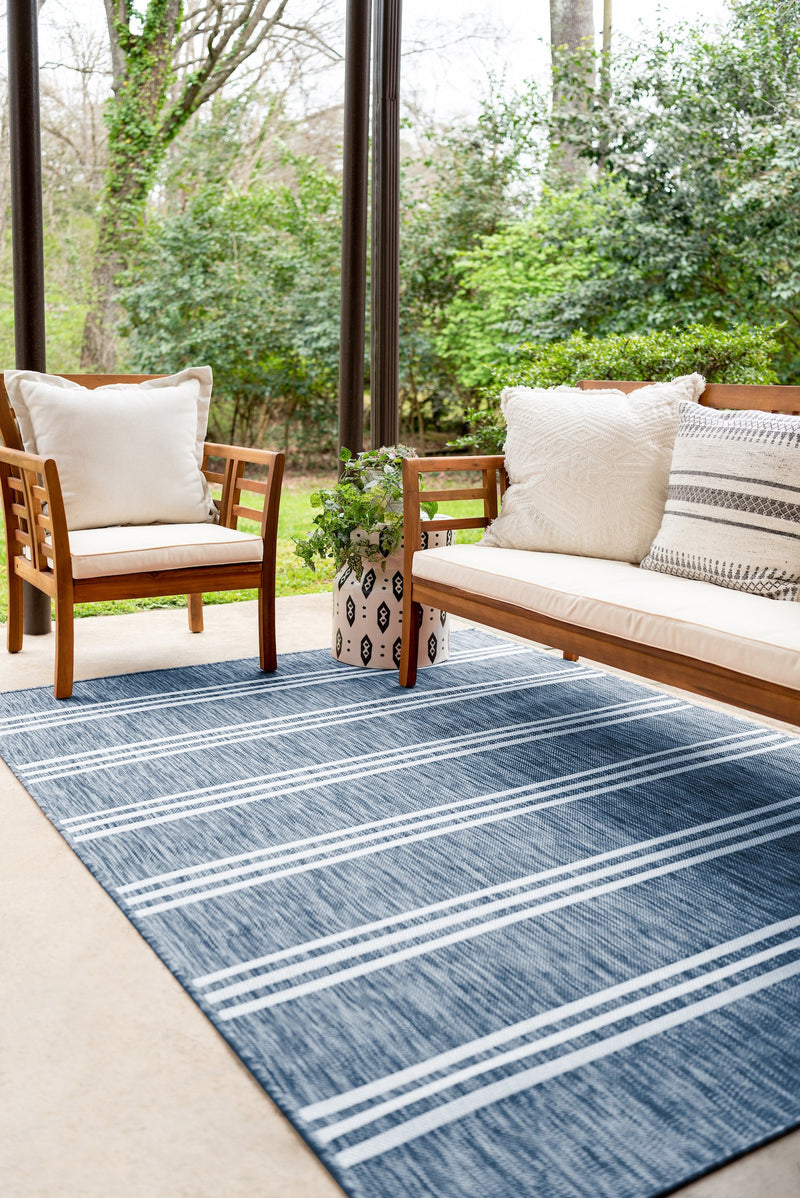 Anguilla - Outdoor Blue Striped Rug by Jill Zarin Home