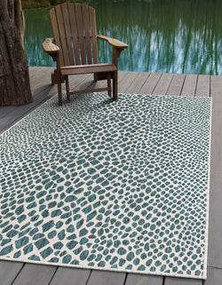 cape town teal outdoor rug