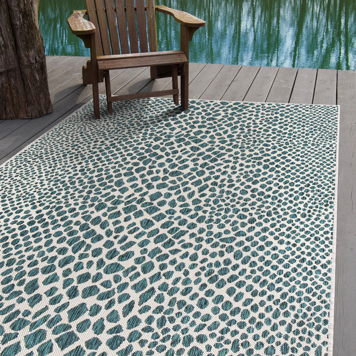 cape town teal outdoor rug