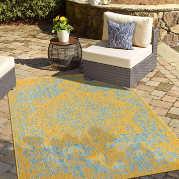 Dubai Outdoor Rug - Yellow and Aqua