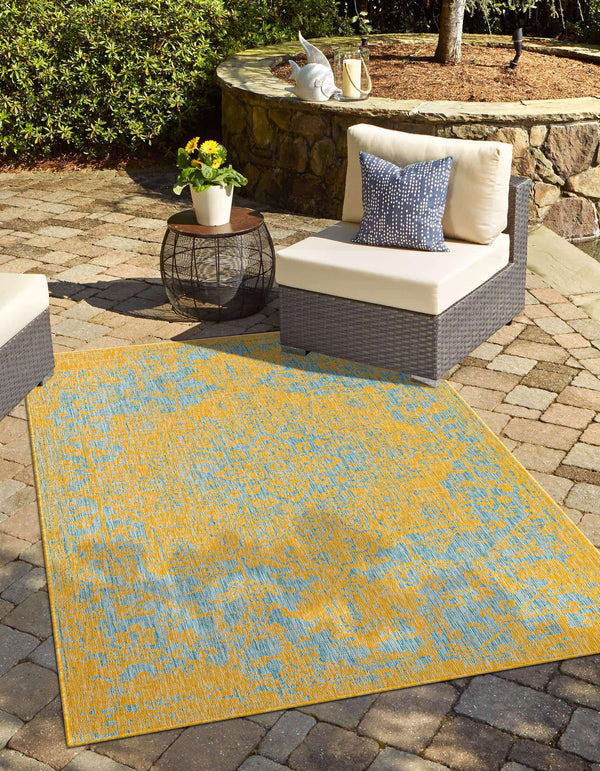 Dubai Outdoor Rug - Yellow and Aqua