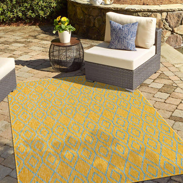 Turks and Caicos Outdoor Rug - Yellow and Teal