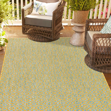Costa Rica Outdoor Rug - Yellow and Aqua