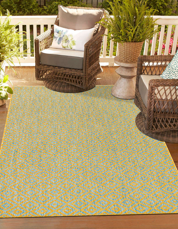 Costa Rica Outdoor Rug - Yellow and Aqua
