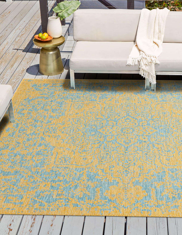 Dubai Outdoor Rug - Yellow and Aqua