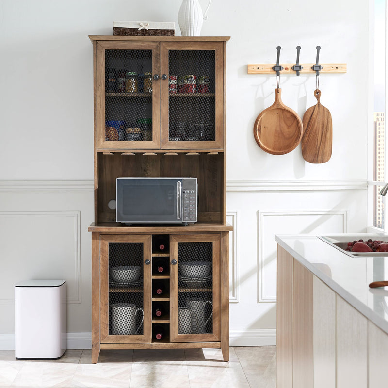 Nantucket Bar & Microwave Cabinet with Mesh Doors- Reclaimed Wood
