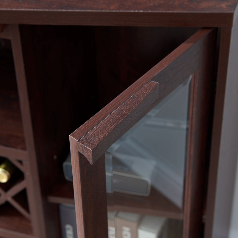 Martha's Vineyard Bar Cabinet with Curved Glass Doors-Mahogany