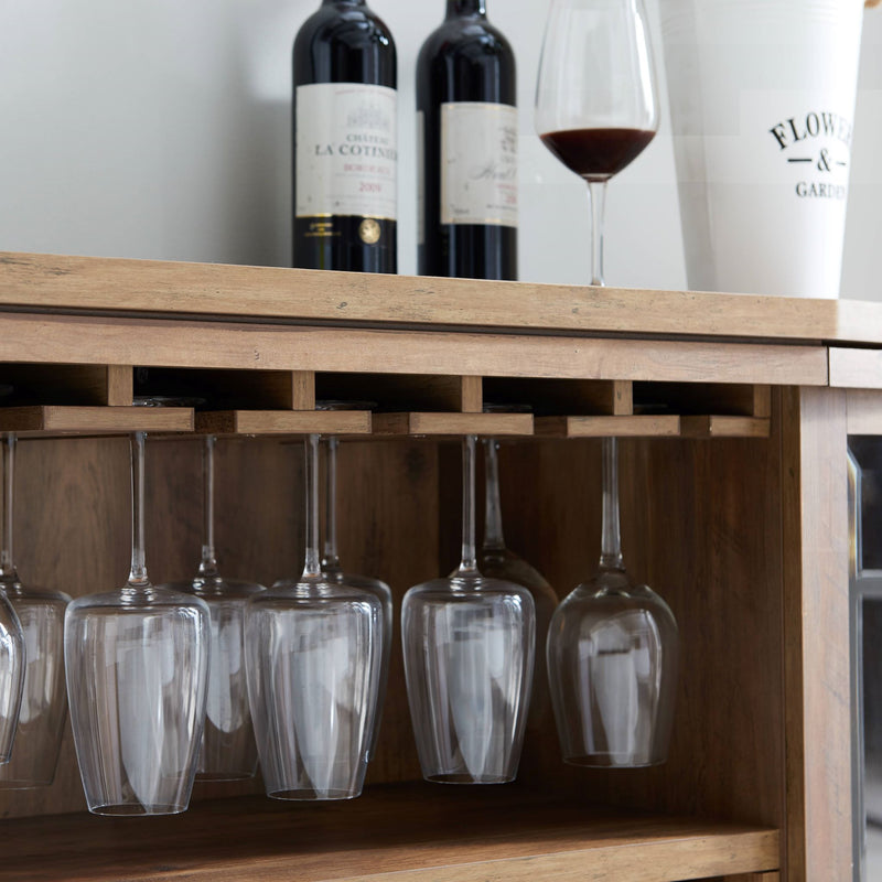 Martha's Vineyard Bar Cabinet with Curved Glass Doors-Reclaimed Barnwood