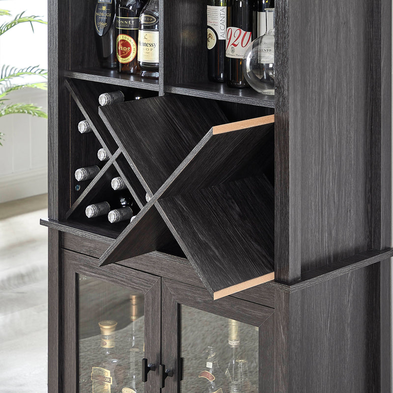Laguna Beach Bar Cabinet & Bookshelf with Glass Doors-Espresso