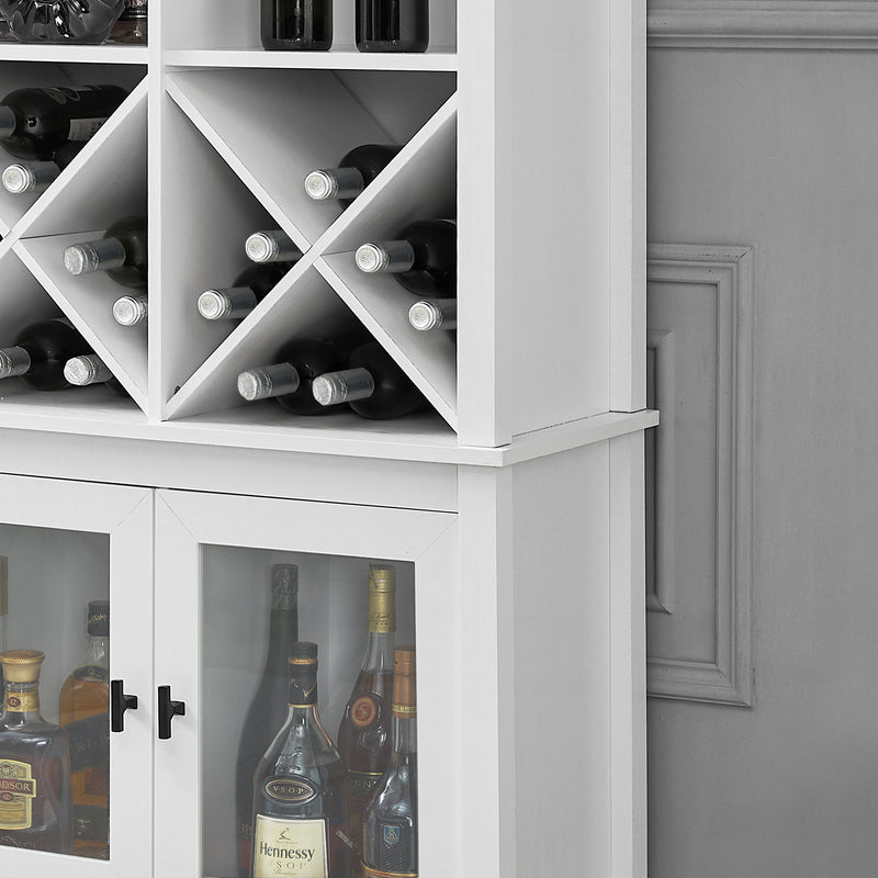 Laguna Beach Bar Cabinet & Bookshelf with Glass Doors-White