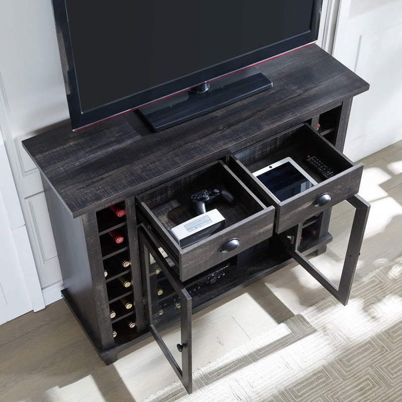 Monterey Bar Cabinet Server & Sideboard With Glass Doors-Charcoal
