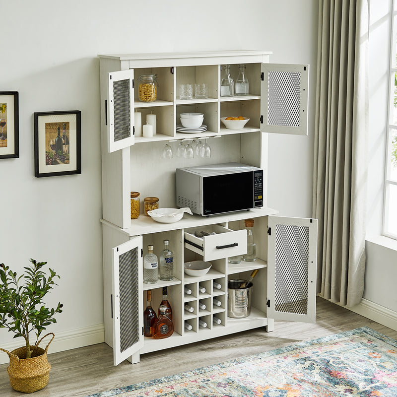 La Jolla Tall Cabinet with Mesh Doors- White