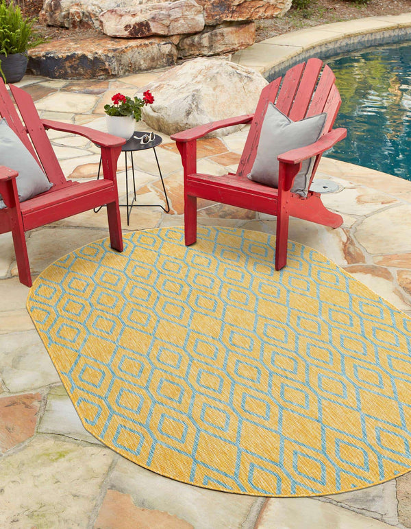 Turks and Caicos Outdoor Rug - Yellow and Teal