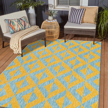 Napa Outdoor Rug - Yellow and Aqua