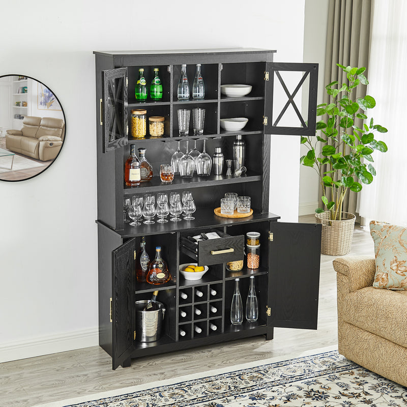 Cape Cod Tall Cabinet with Glass Doors-Black