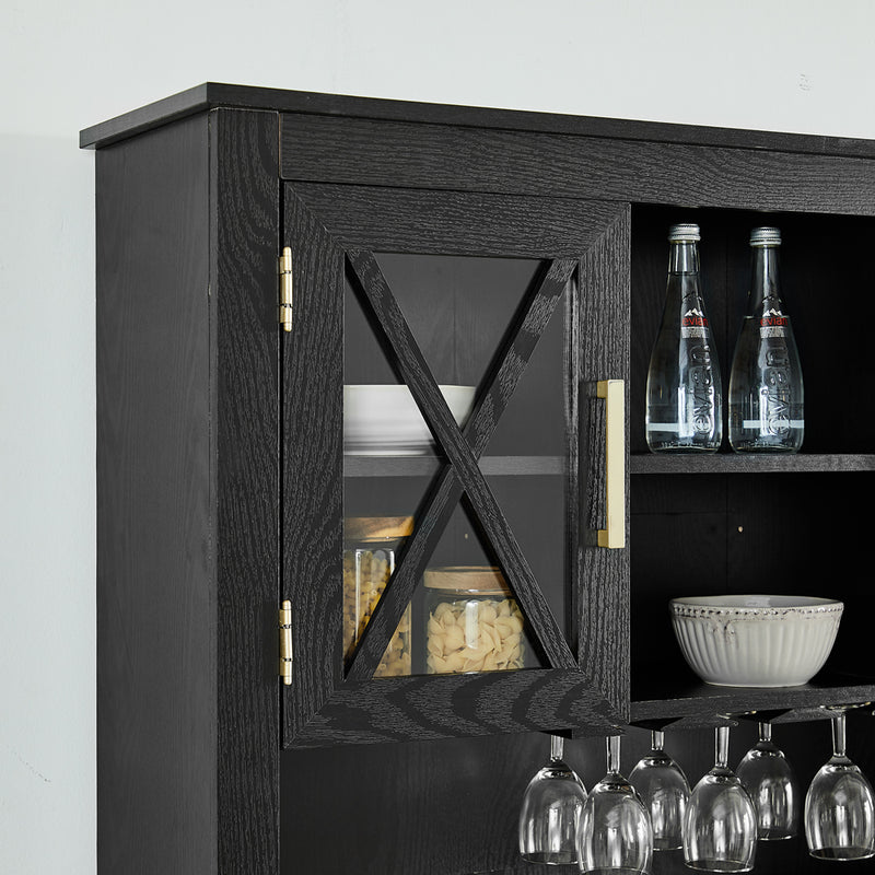 Cape Cod Tall Cabinet with Glass Doors-Black